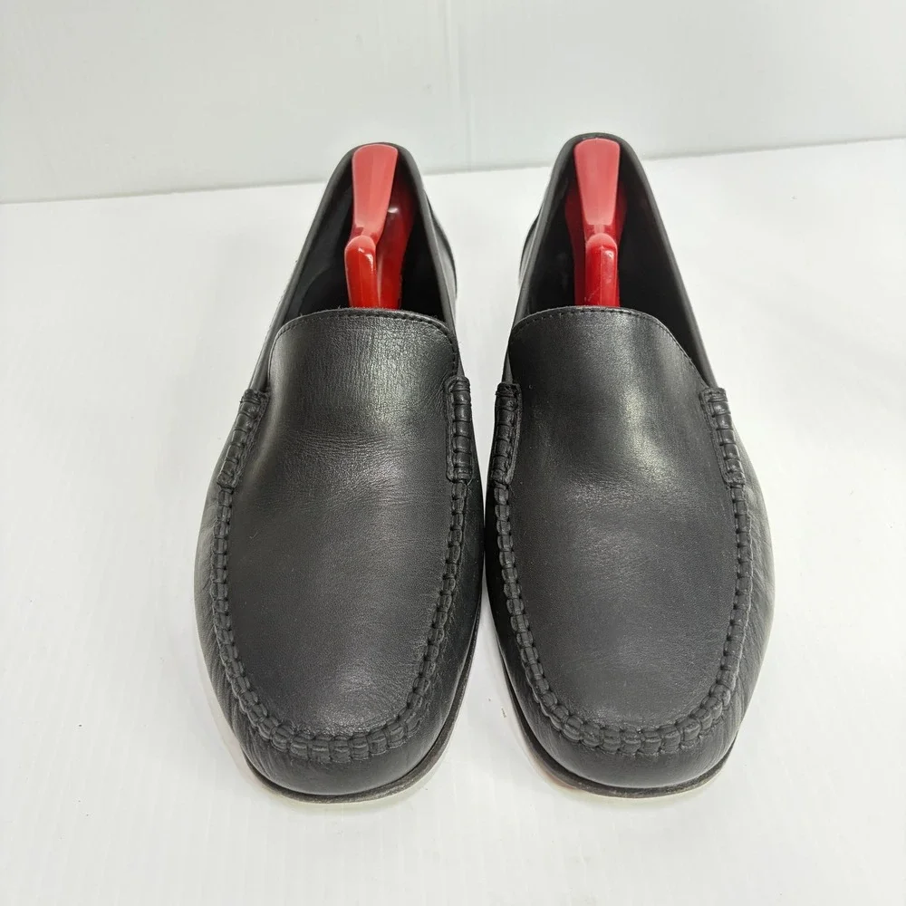 Cappelletti Mens Black Leather Whipstitch Loafers Slip On Shoes 43 US 10 Italy‎